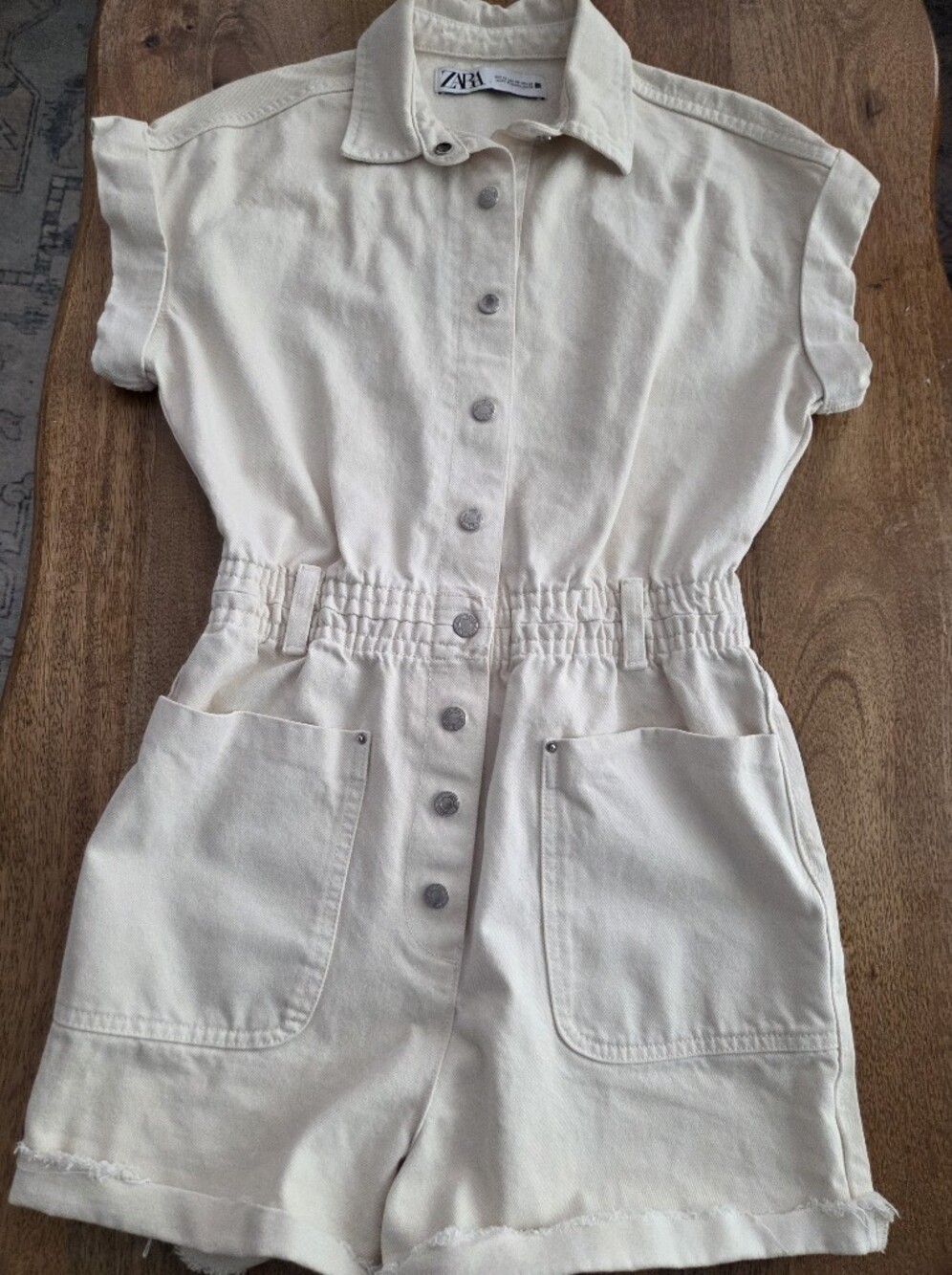 Zara Cream Denim Romper